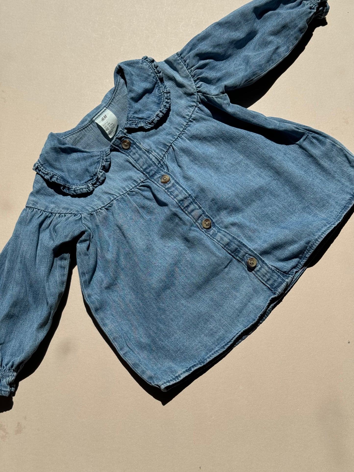H&M Denim Peter Pan Collar Blouse in 6-9 Months