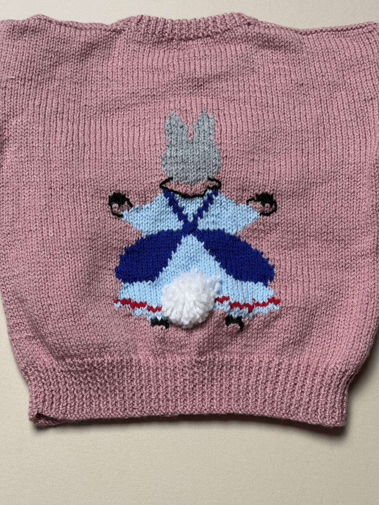 Handknitted Skipping Bunny Jumper Best Fit 3-4 Years