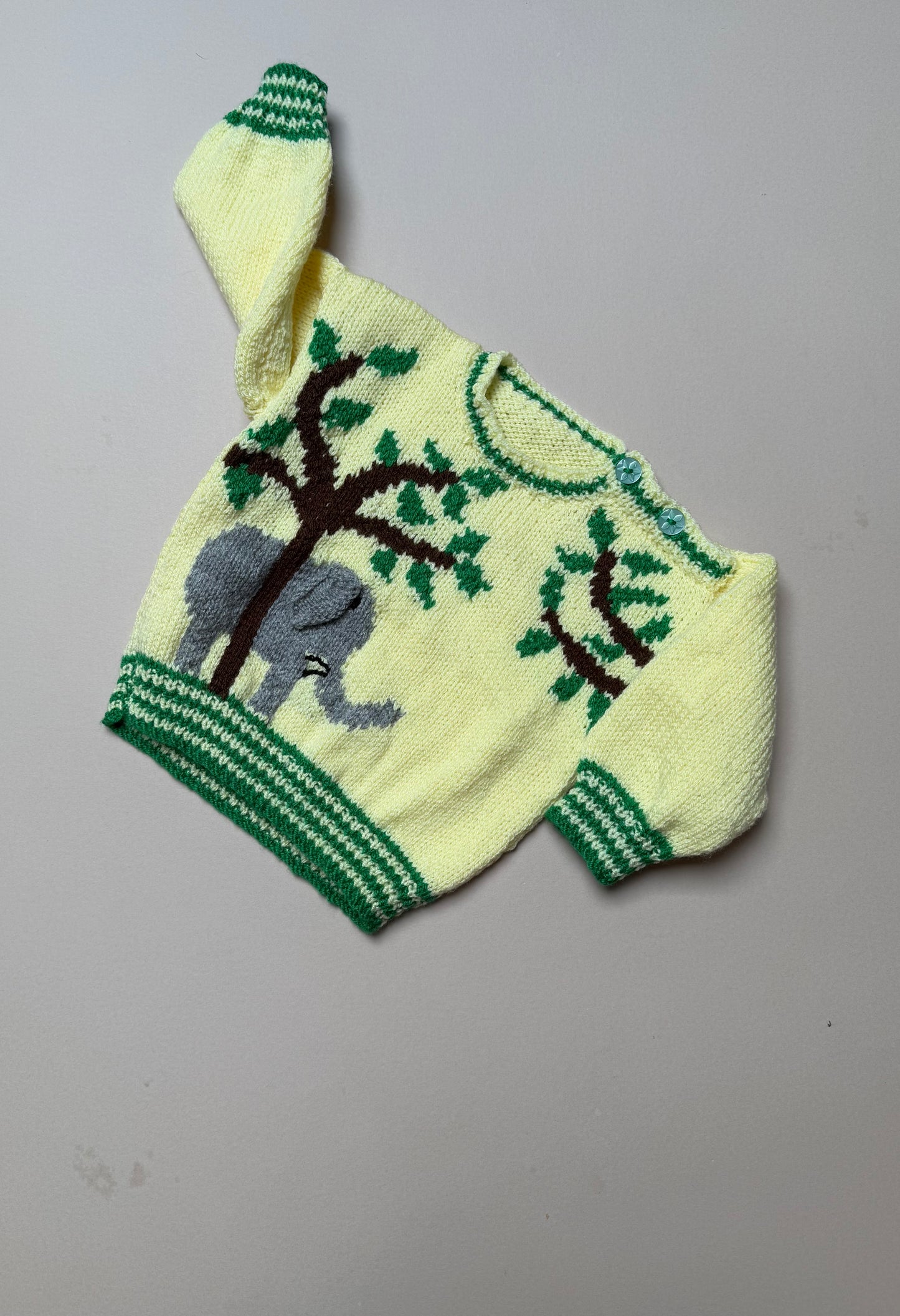 Handknitted Acrylic Yellow Elephant Jumper Best Fit From 6 Months