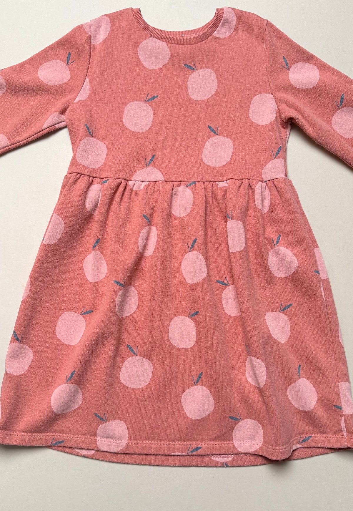 Asda George Rust Apple Printed Cotton Long Sleeved Sweat Dress in 7-8 Years
