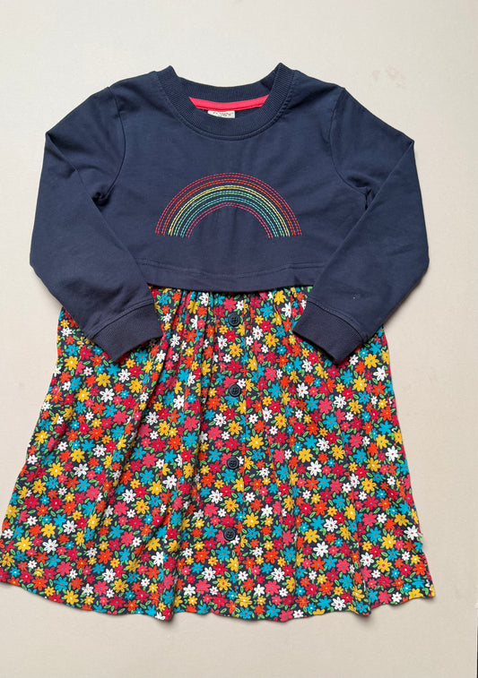 Frugi Organic Cotton Navy Long Sleeved Dress in 4-5 Years