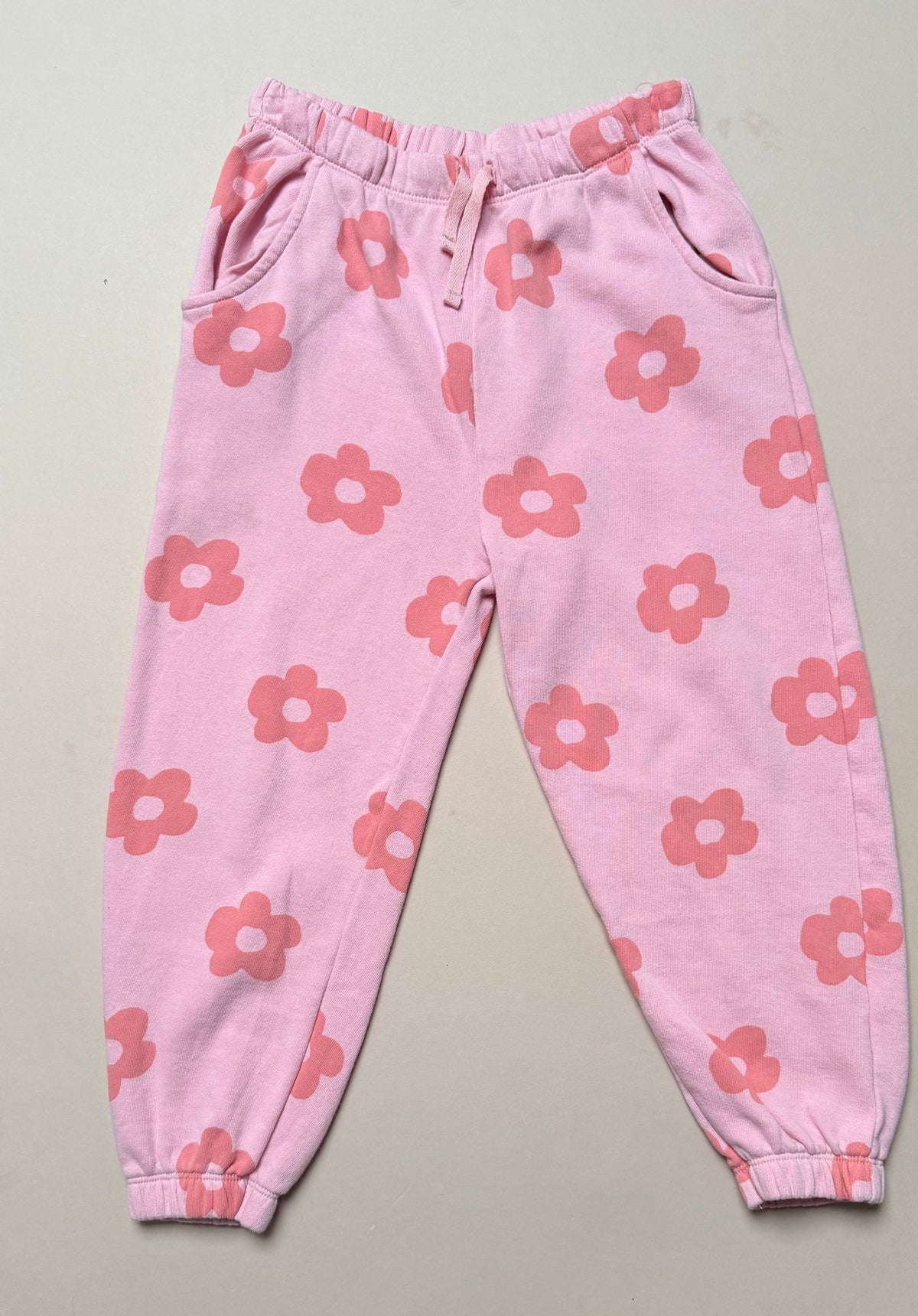 Next Bold Floral Printed Light Pink Relaxed Fitting Jogging Trousers in 6-7 Years