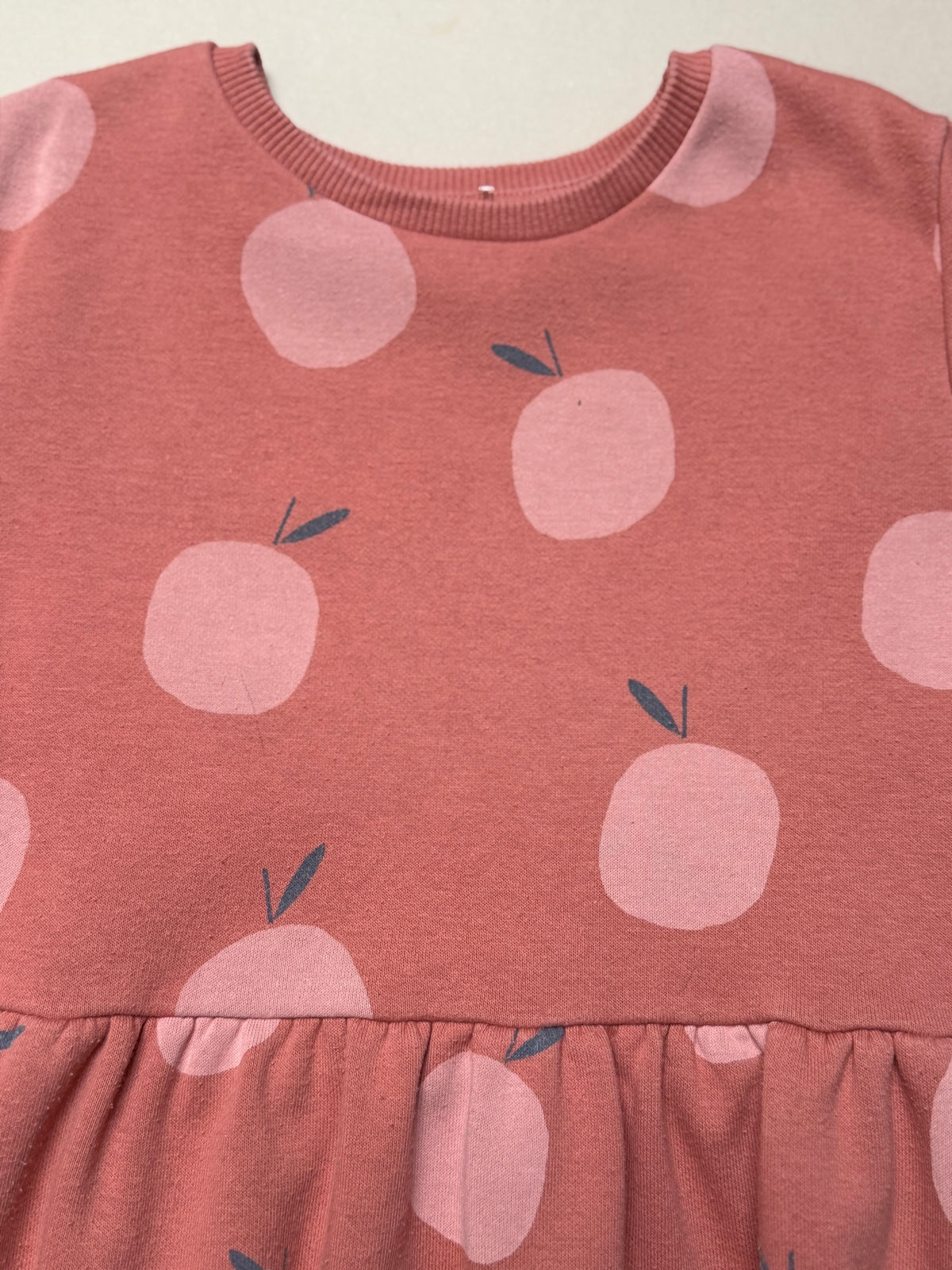 Asda George Rust Apple Printed Cotton Long Sleeved Sweat Dress in 7-8 Years