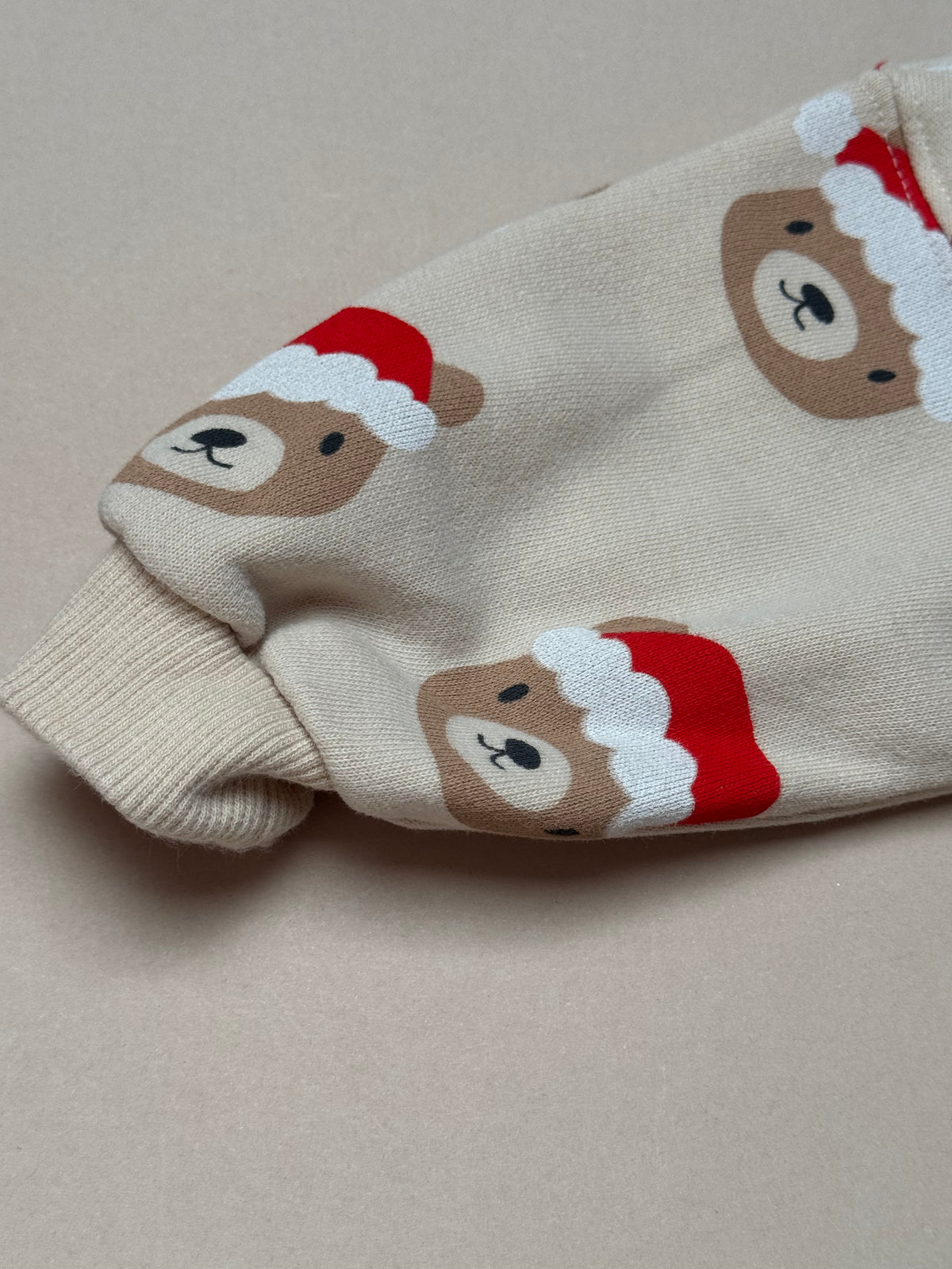 Next Beige Neutral Santa Bear Sweat Top in 12-18 Months