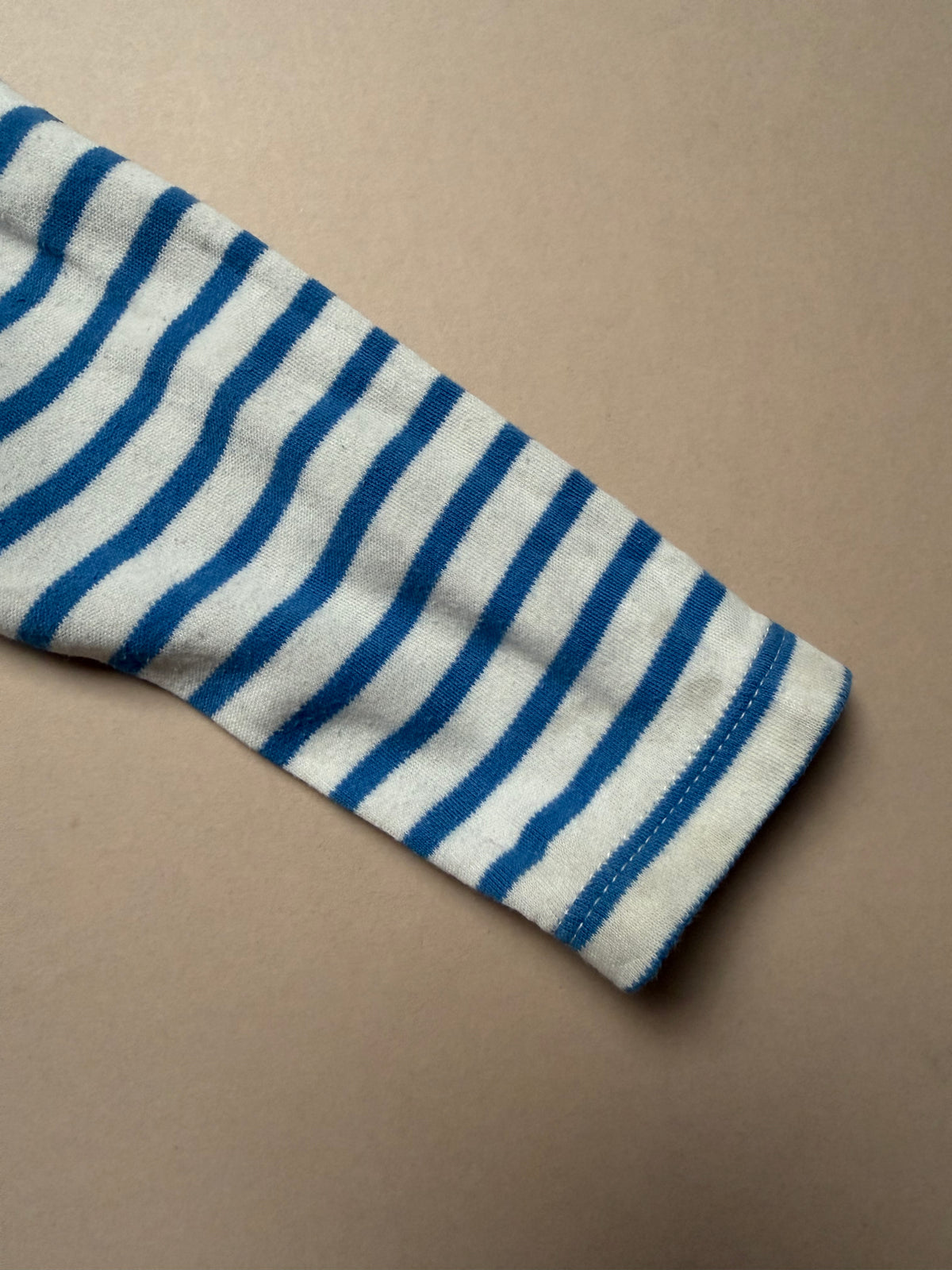 Frugi Organic Cotton Striped Long Sleeved T-Shirt With Rainbow Embroidery in 6-12 Months