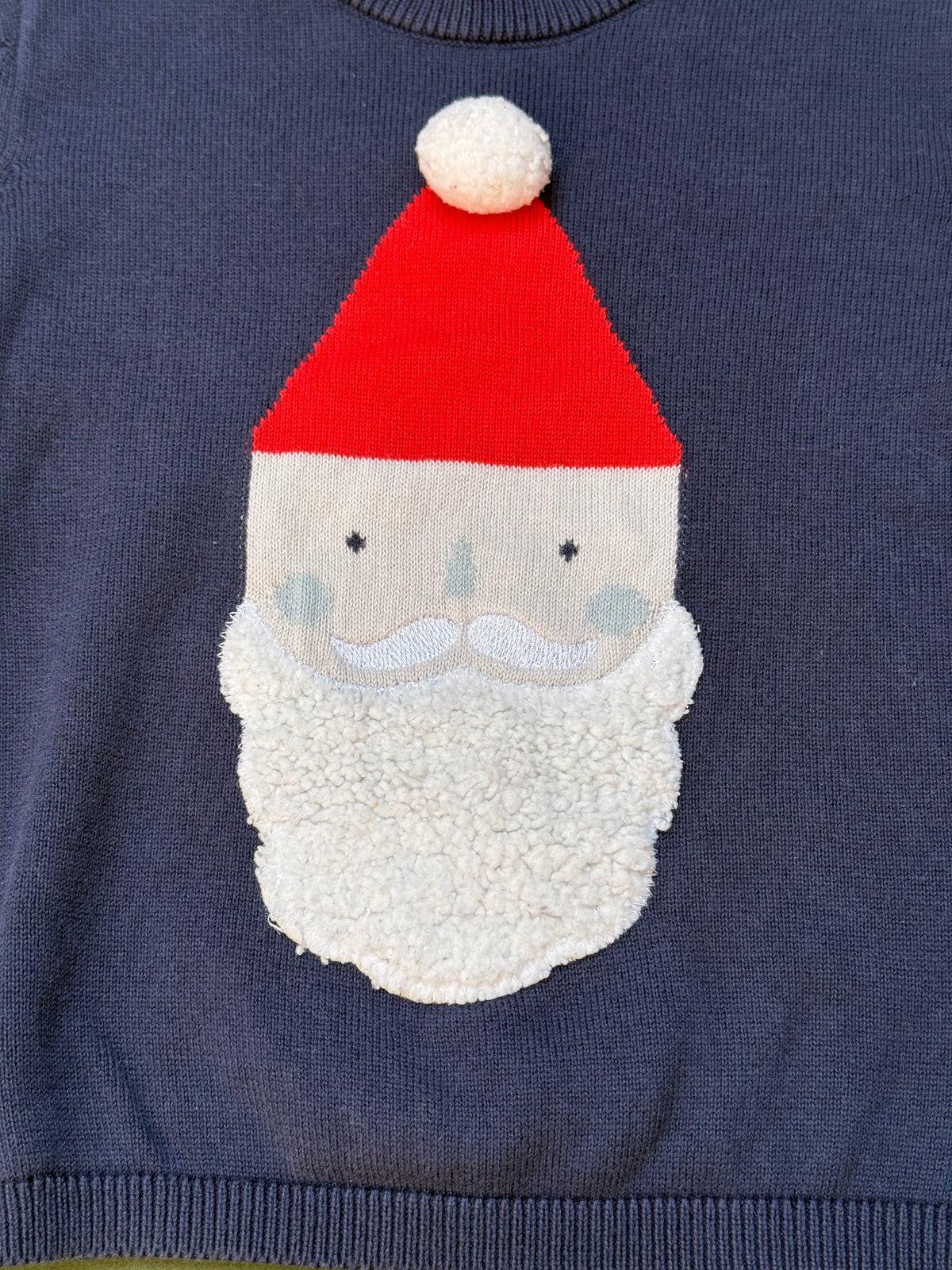 Marks & Spencer Navy Blue Thin Knitted Santa Jumper in 12-18 Months