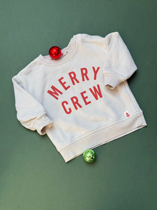 George ‘Merry Crew’ Cream Sweat Top in 9-12 Months