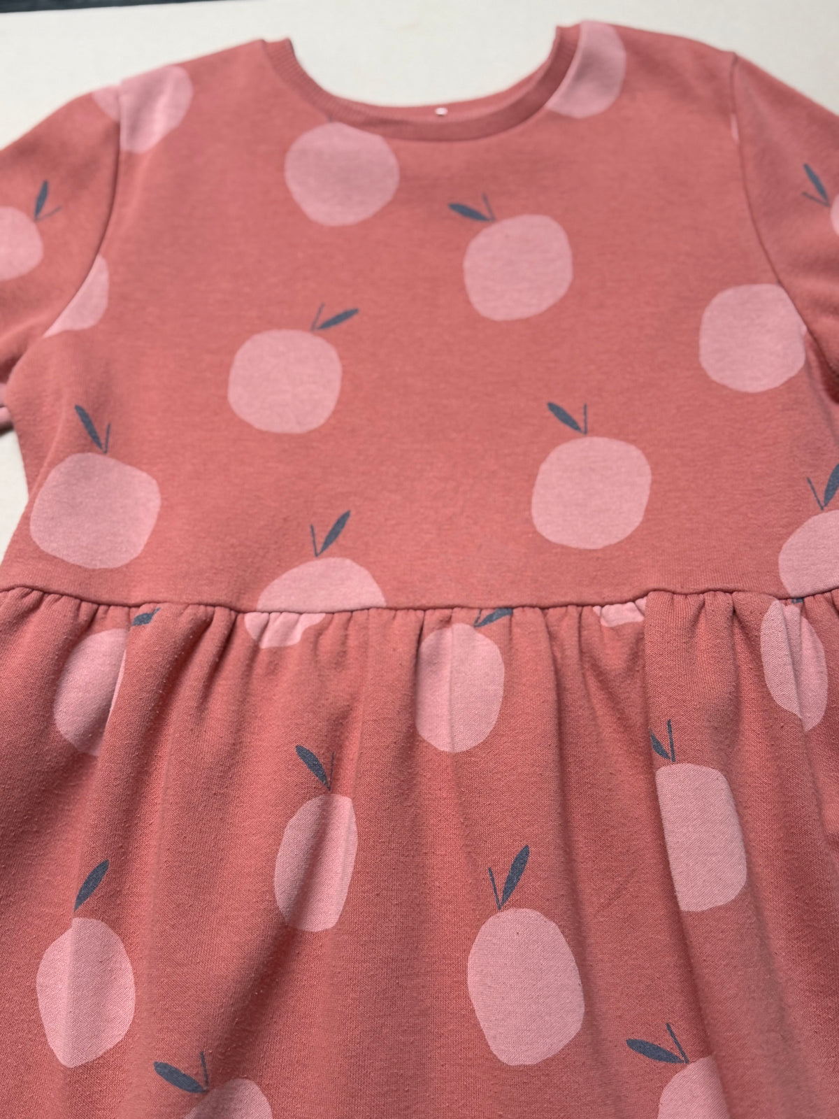 Asda George Rust Apple Printed Cotton Long Sleeved Sweat Dress in 7-8 Years