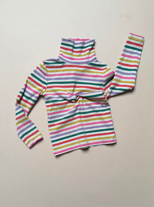 Boden Multicoloured Rainbow Striped Long Sleeved Roll Neck Top in 3-4 Years