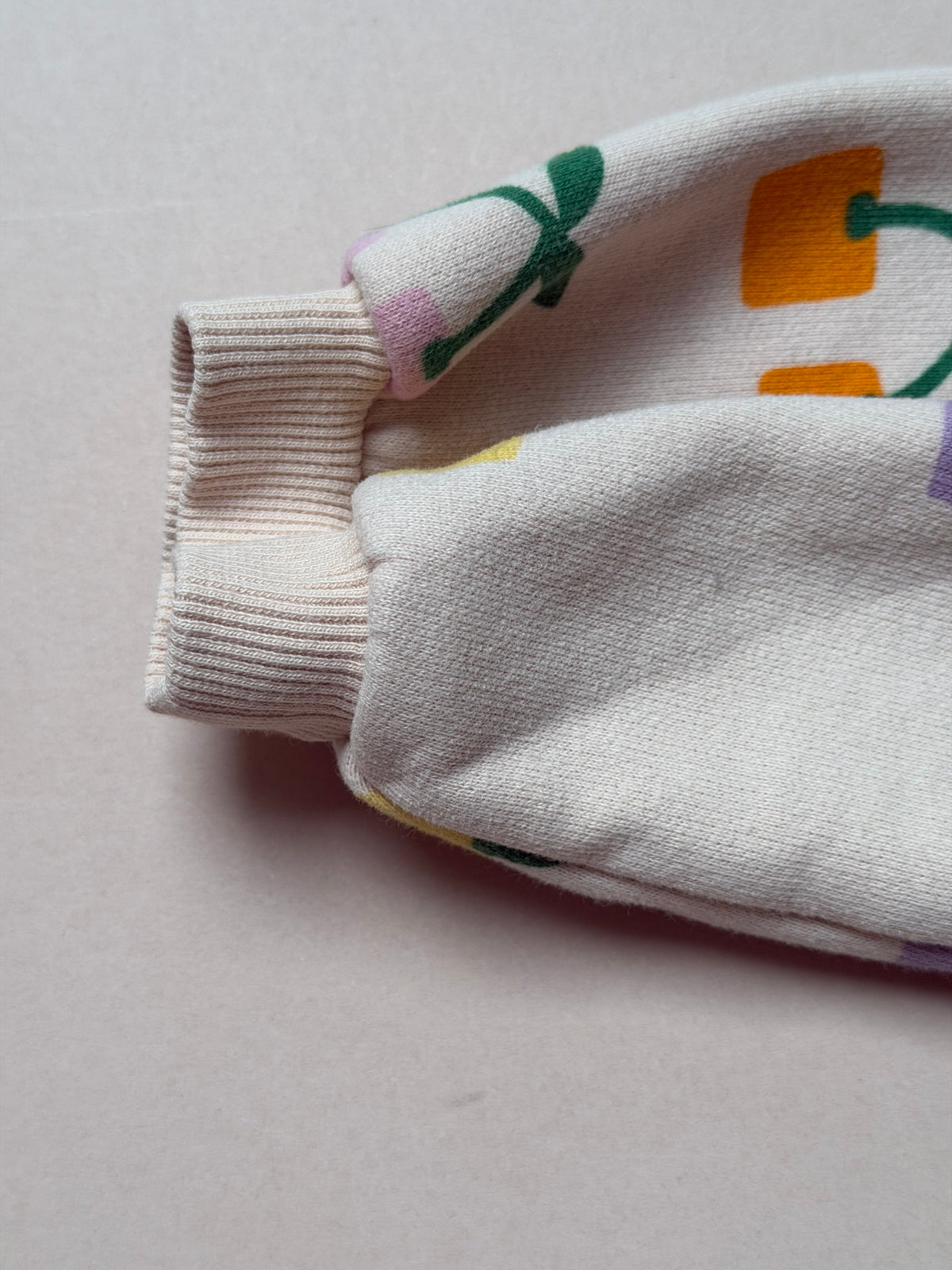 Next Cream Cotton Long Sleeved Sweat Dress With Block Printed Cherries in 5-6 Years