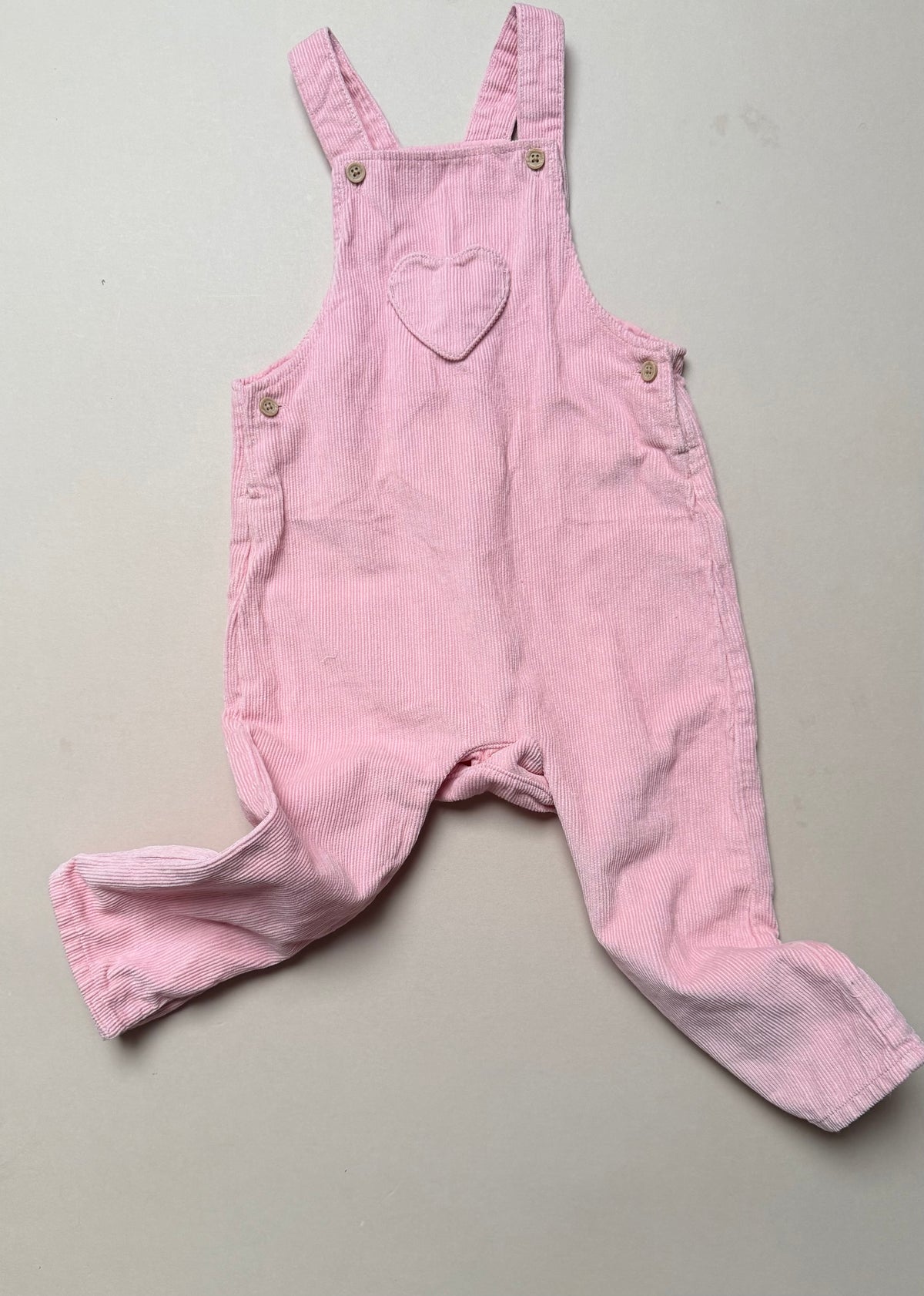 Marks & Spencer Light Pink Corduroy Dungarees With Heart Pocket in 18-24 Months