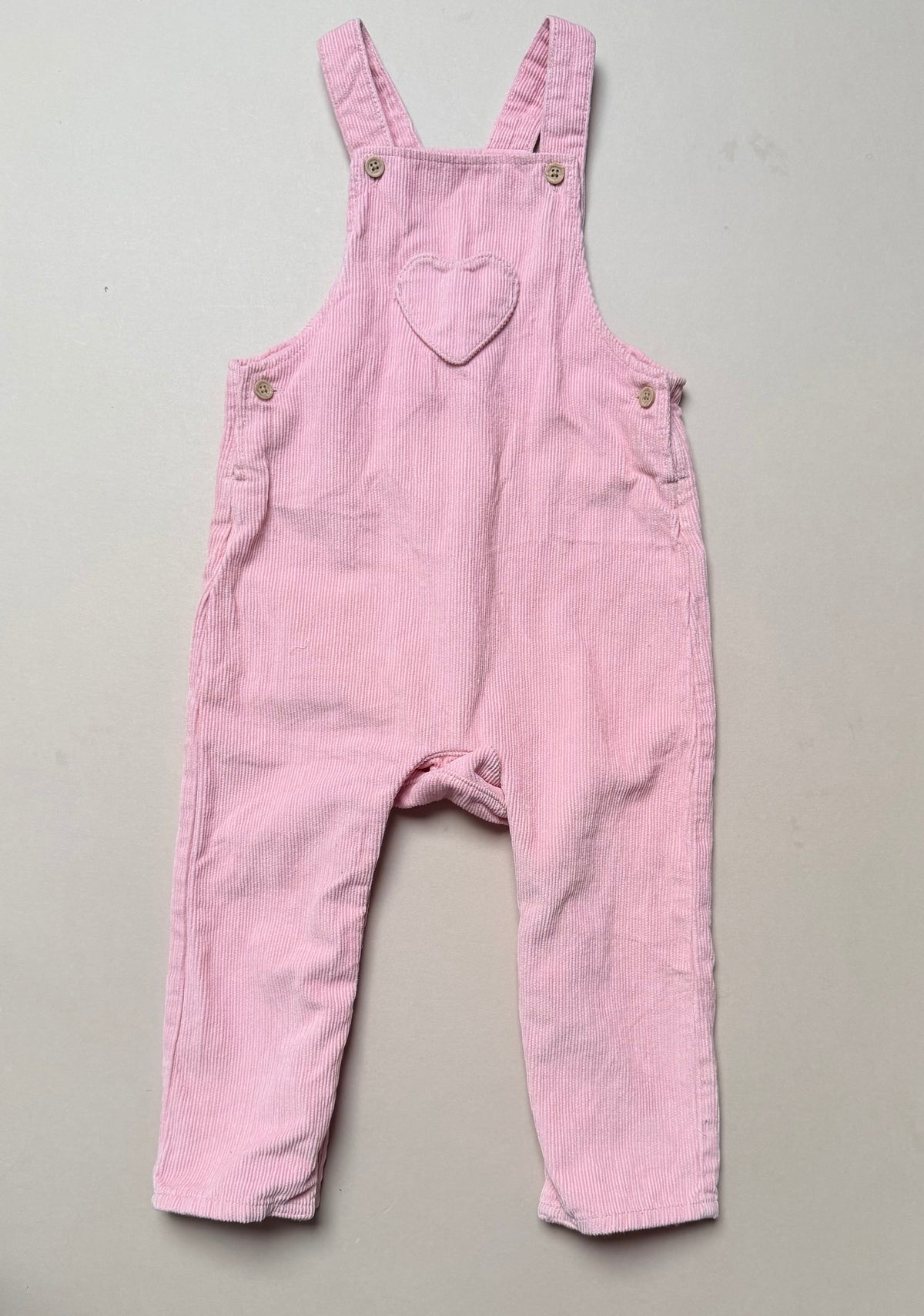 Marks & Spencer Light Pink Corduroy Dungarees With Heart Pocket in 18-24 Months