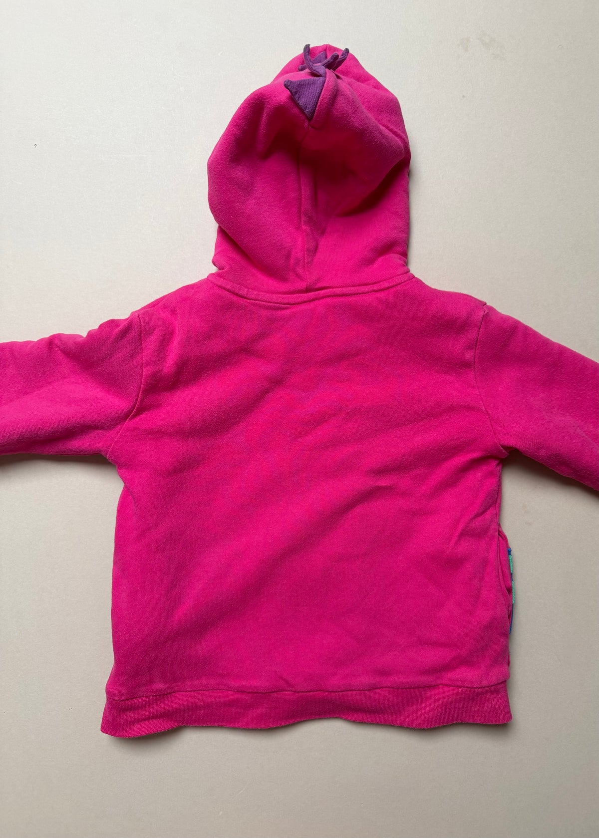 Jojo Maman Bebe Pink Long Sleeved Cotton Dinosaur Fleece Lined Hoodie With Embroidered Dinosaurs in 2-3 Years