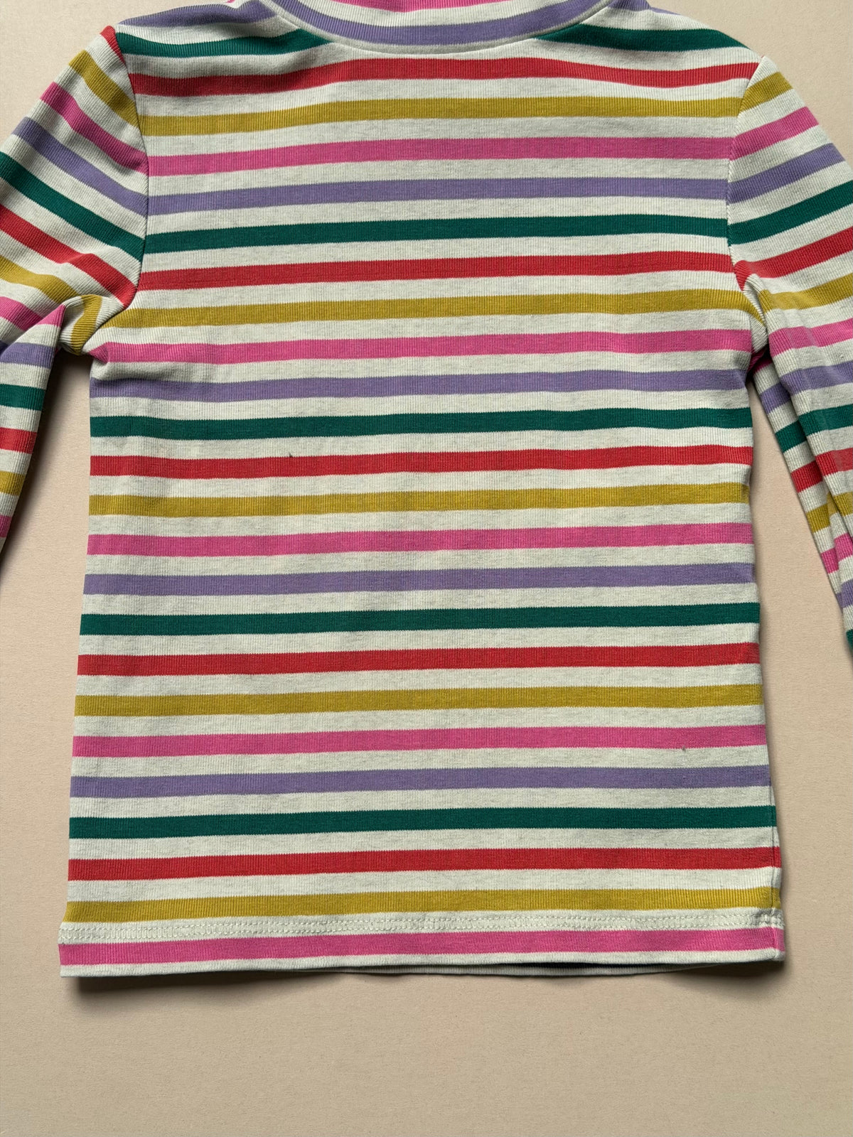 Boden Multicoloured Rainbow Striped Long Sleeved Roll Neck Top in 3-4 Years