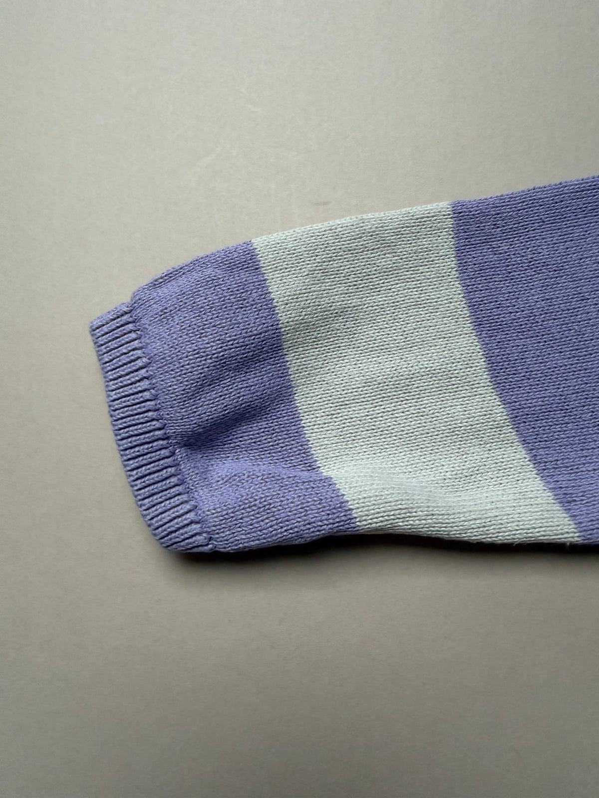 H&M Lilac & Light Grey Thick Striped Knitted Long Sleeved Jumper in 18-24 Months