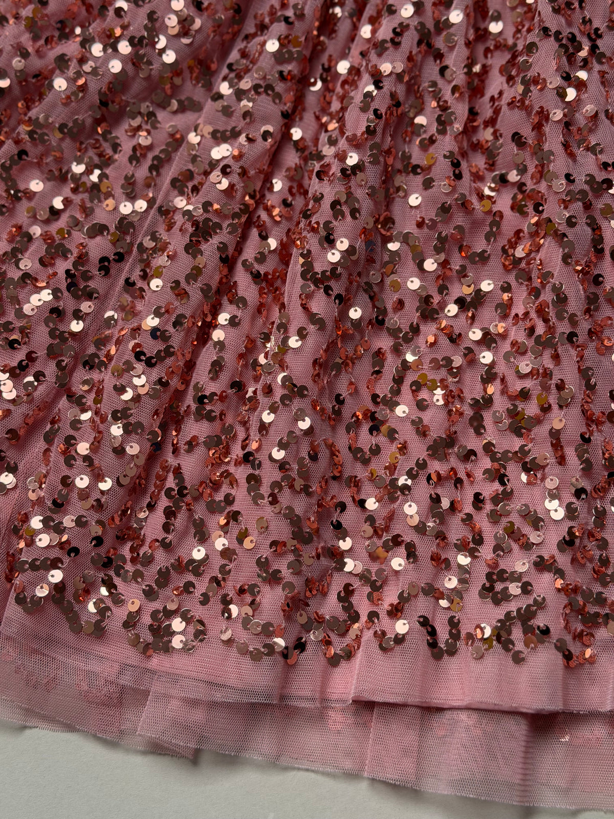 Next Dusky Pink Cotton Long Sleeved Sweater Dress With Sequinned Skirt in 9 Years