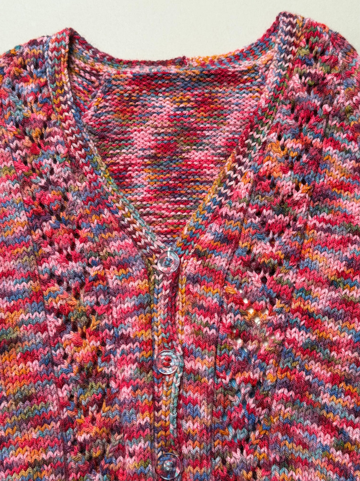 Handknitted Acrylic Multicoloured V-Neck Cardigan Best Fit 4-5 Years