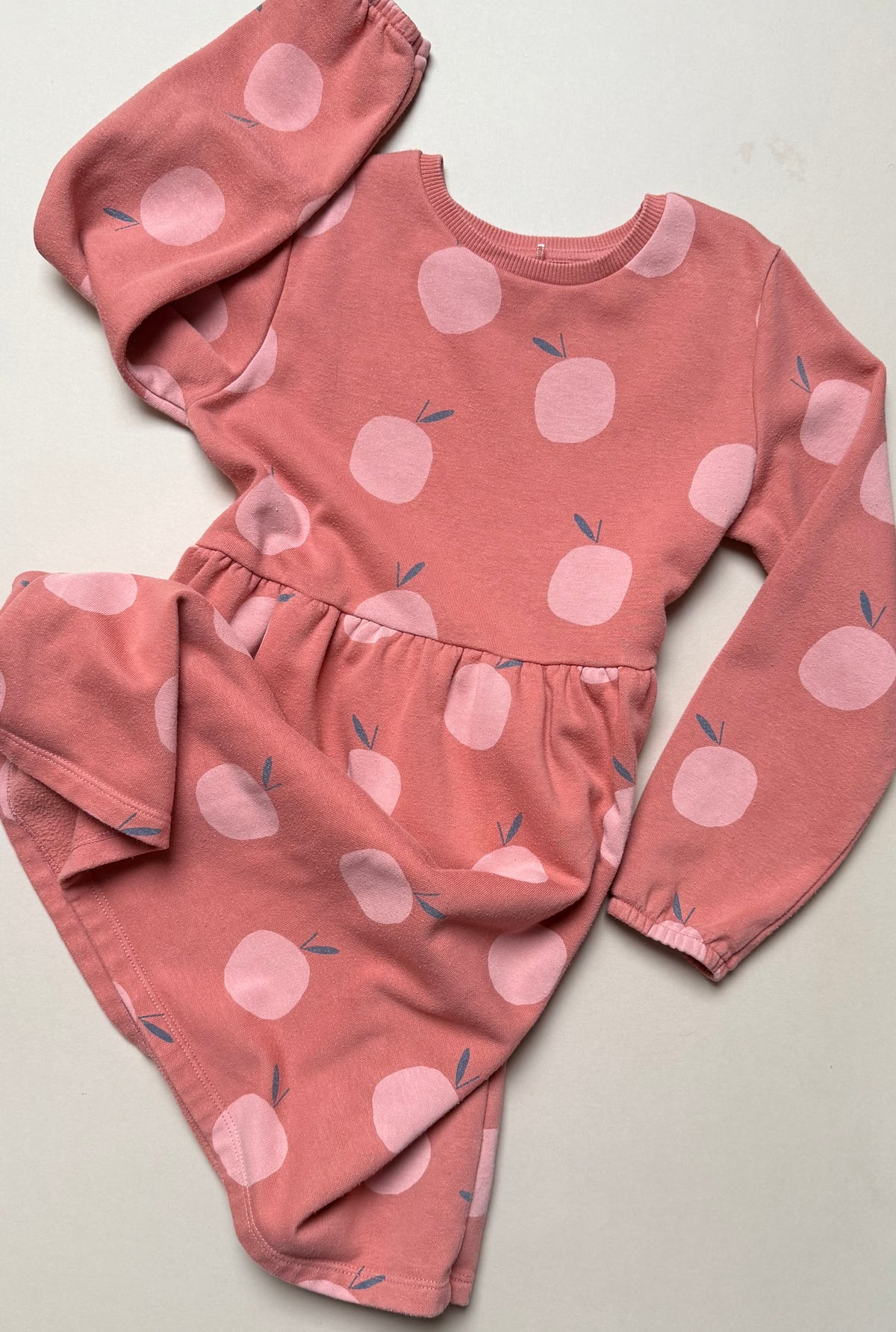 Asda George Rust Apple Printed Cotton Long Sleeved Sweat Dress in 7-8 Years