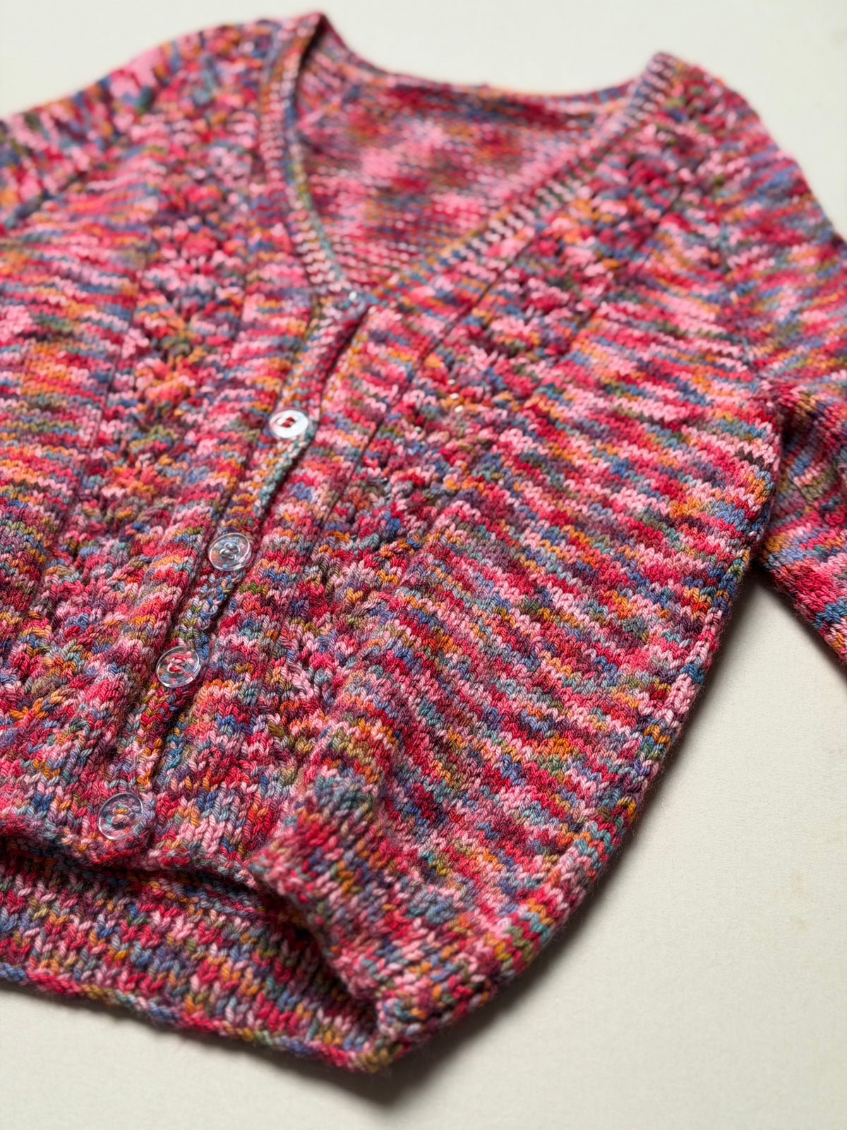 Handknitted Acrylic Multicoloured V-Neck Cardigan Best Fit 4-5 Years
