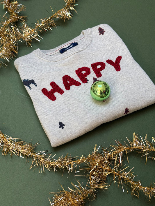 Okaidi ‘Happy’ Grey Thin Knitted Jumper in 5 Years