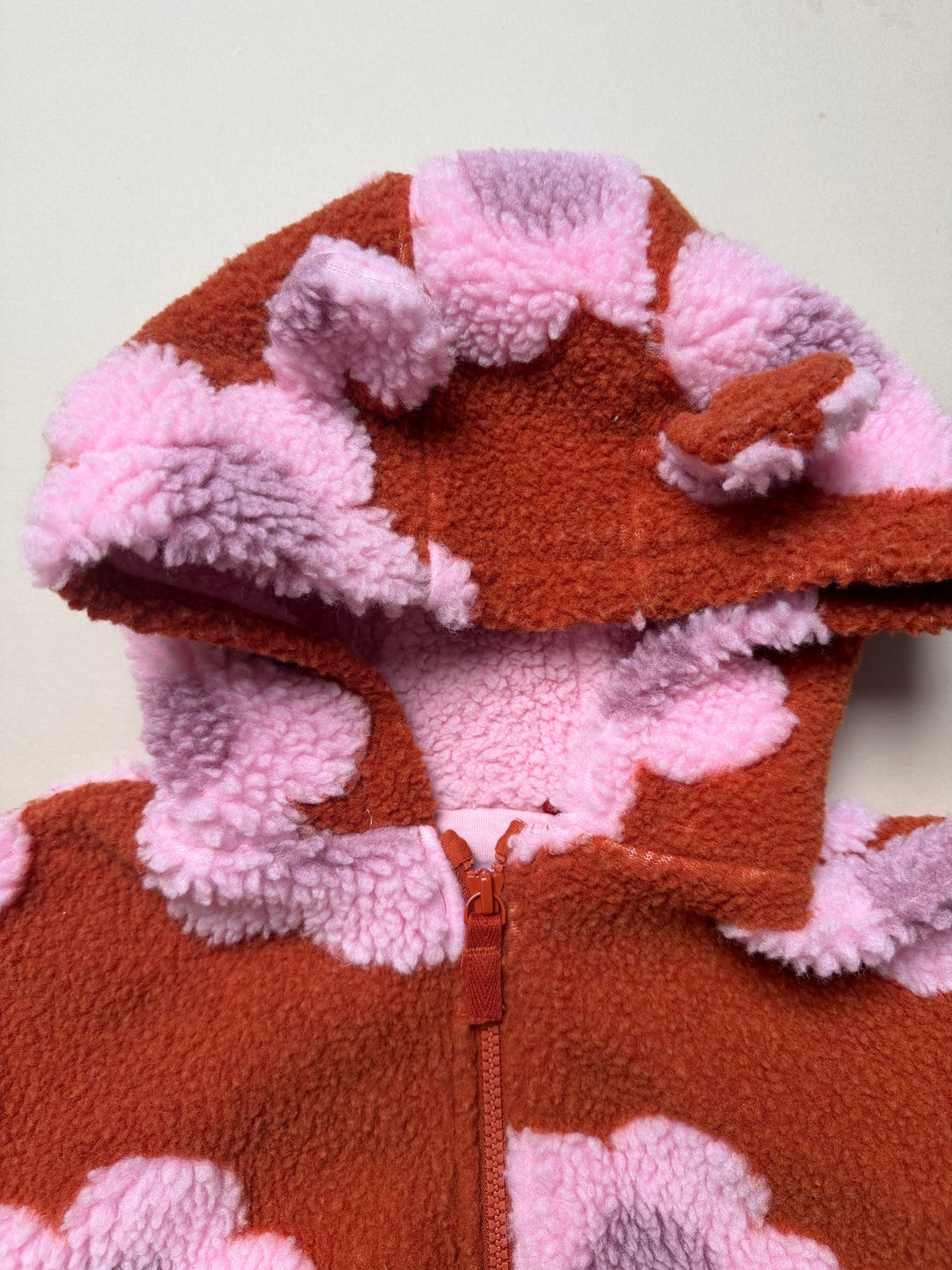 Next Rust & Pink Bold Floral Fleece Zip Up Hooded Jacket in 18-24 Months