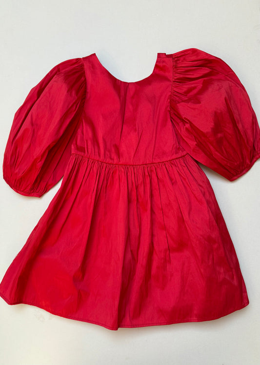 Next Festive Red Puffed Short Sleeved Party Dress in 4 Years