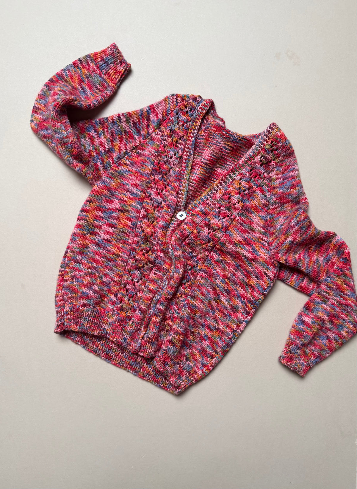 Handknitted Acrylic Multicoloured V-Neck Cardigan Best Fit 4-5 Years