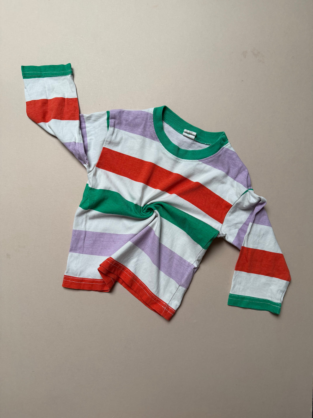 H&M Bold Block Striped Long Sleeved Cotton T-Shirt in 12-18 Months