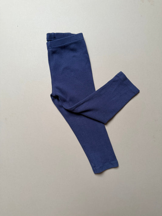 John Lewis AnyDay Basic Purple Blue Ribbed Cotton Leggings in 12-18 Months