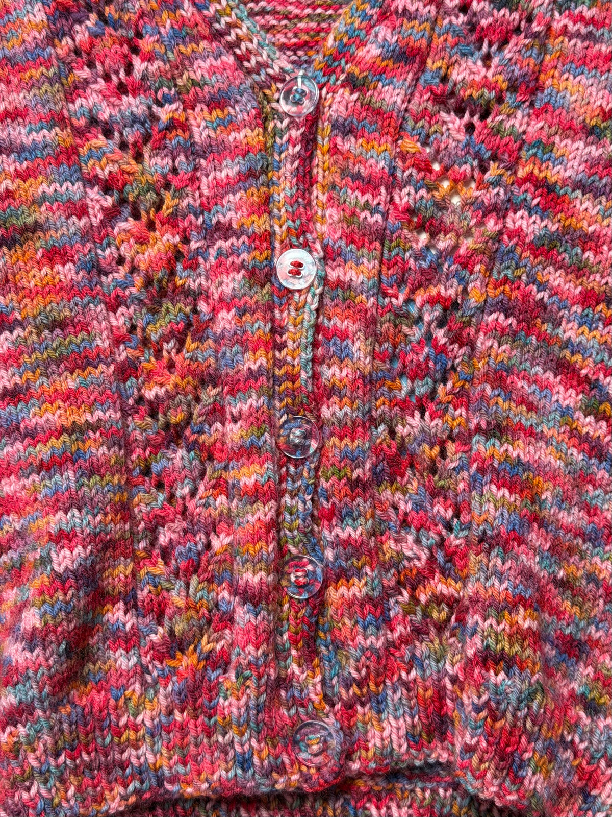 Handknitted Acrylic Multicoloured V-Neck Cardigan Best Fit 4-5 Years