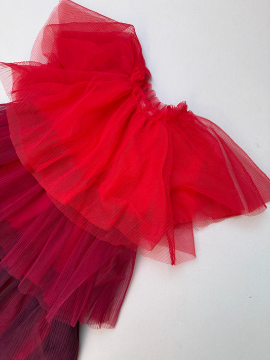 H&M Red Ombré Tulle Netted Tiered Party Dress in 5-6 Years
