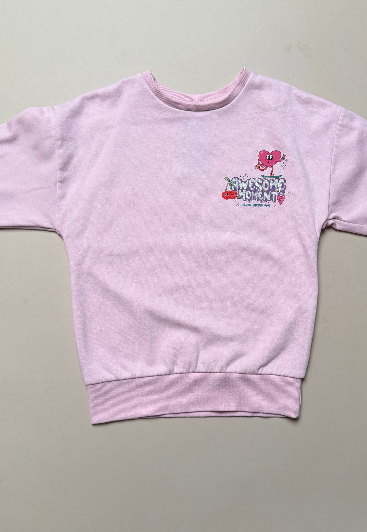Matalan Pink ‘Awesome Moments’ Graphic Backed Sweat Top in 6 Years