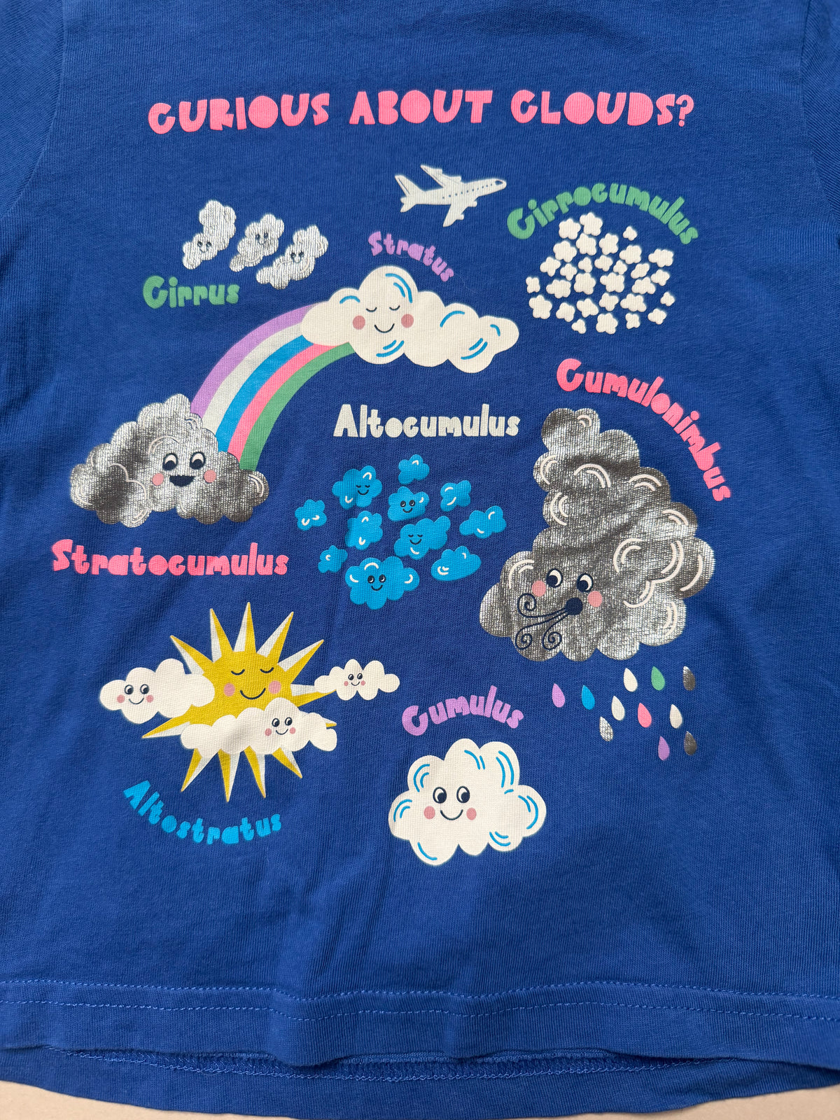 Boden ‘Curious About Clouds’ Blue Cotton Long Sleeved Graphic Printed T-Shirt in 3-4 Years