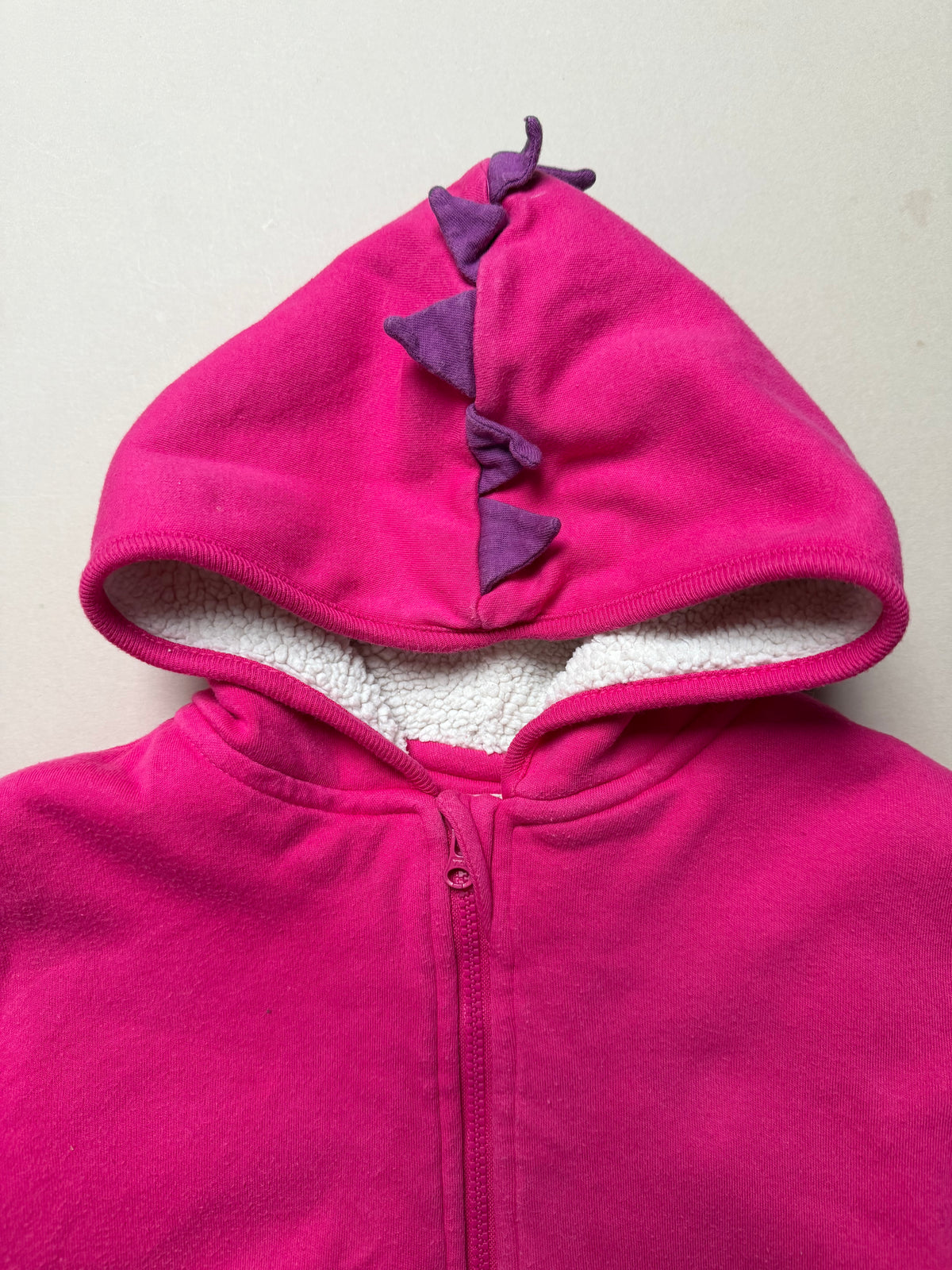 Jojo Maman Bebe Pink Long Sleeved Cotton Dinosaur Fleece Lined Hoodie With Embroidered Dinosaurs in 2-3 Years