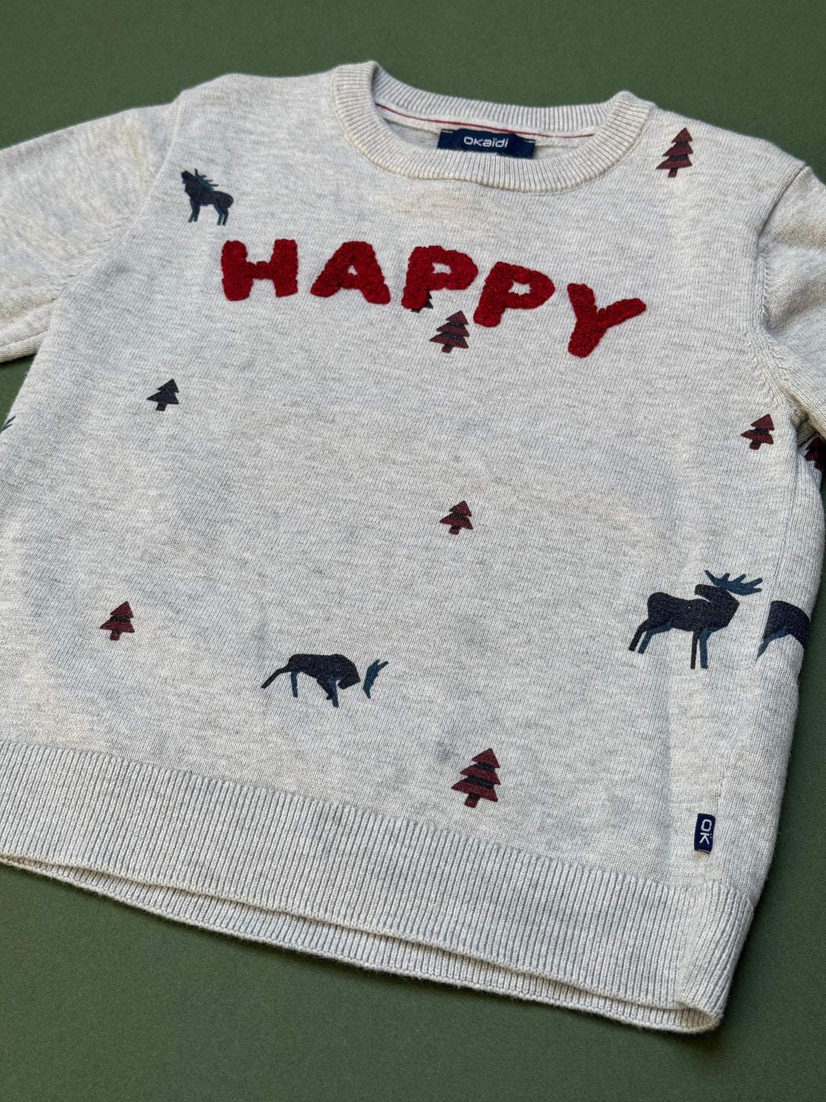 Okaidi ‘Happy’ Grey Thin Knitted Jumper in 5 Years