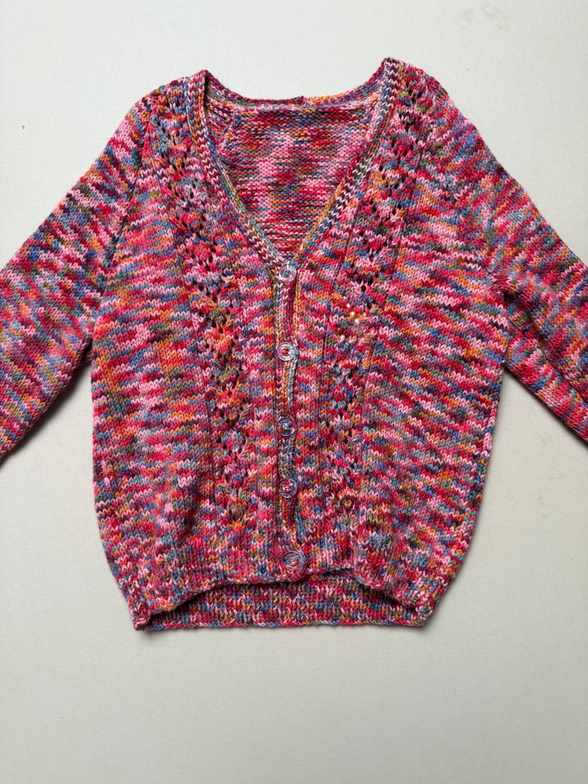 Handknitted Acrylic Multicoloured V-Neck Cardigan Best Fit 4-5 Years