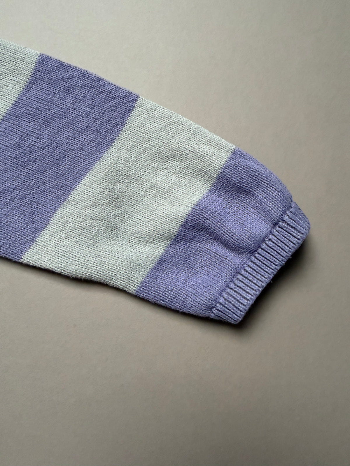 H&M Lilac & Light Grey Thick Striped Knitted Long Sleeved Jumper in 18-24 Months