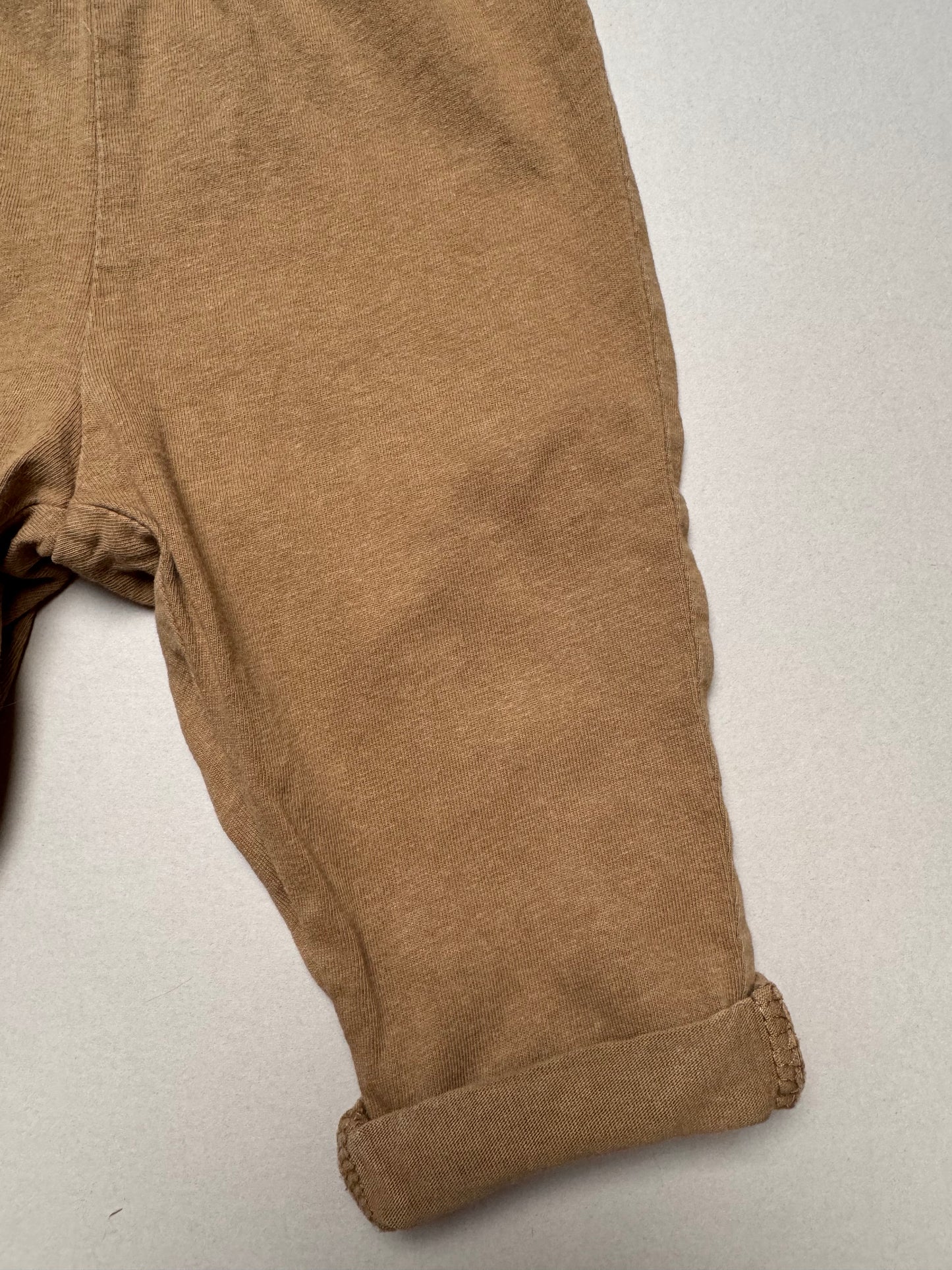 H&M Thin Tan Cotton Trousers in 6-9 Months
