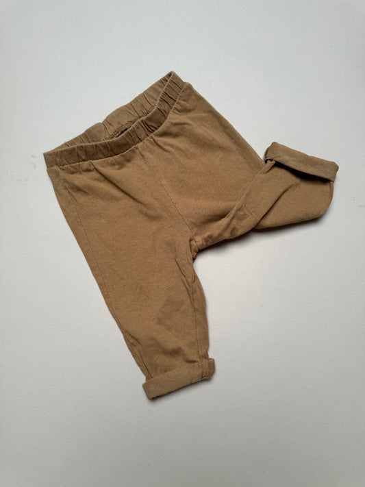 H&M Thin Tan Cotton Trousers in 6-9 Months