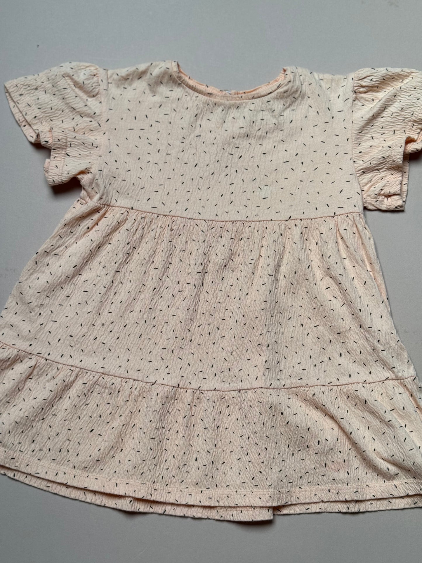 Zara Peach Confetti Printed Short Sleeved Dress in 4-5 Years
