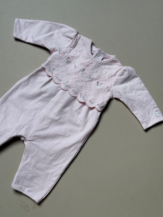 Emile et Rose Pink Rose Bud Long Sleeved Onesie in 0-1 Month