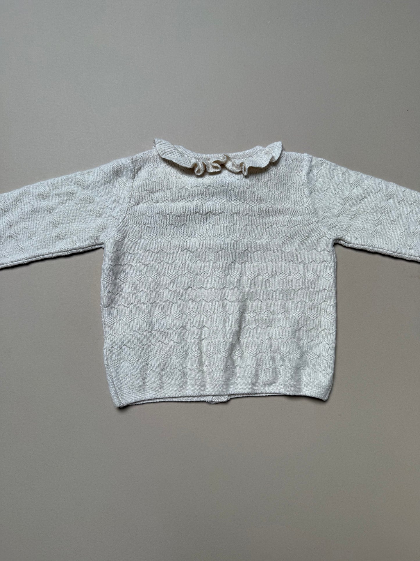 Next Cream Floral Embroidered Knitted Cardigan in 6-9 Months