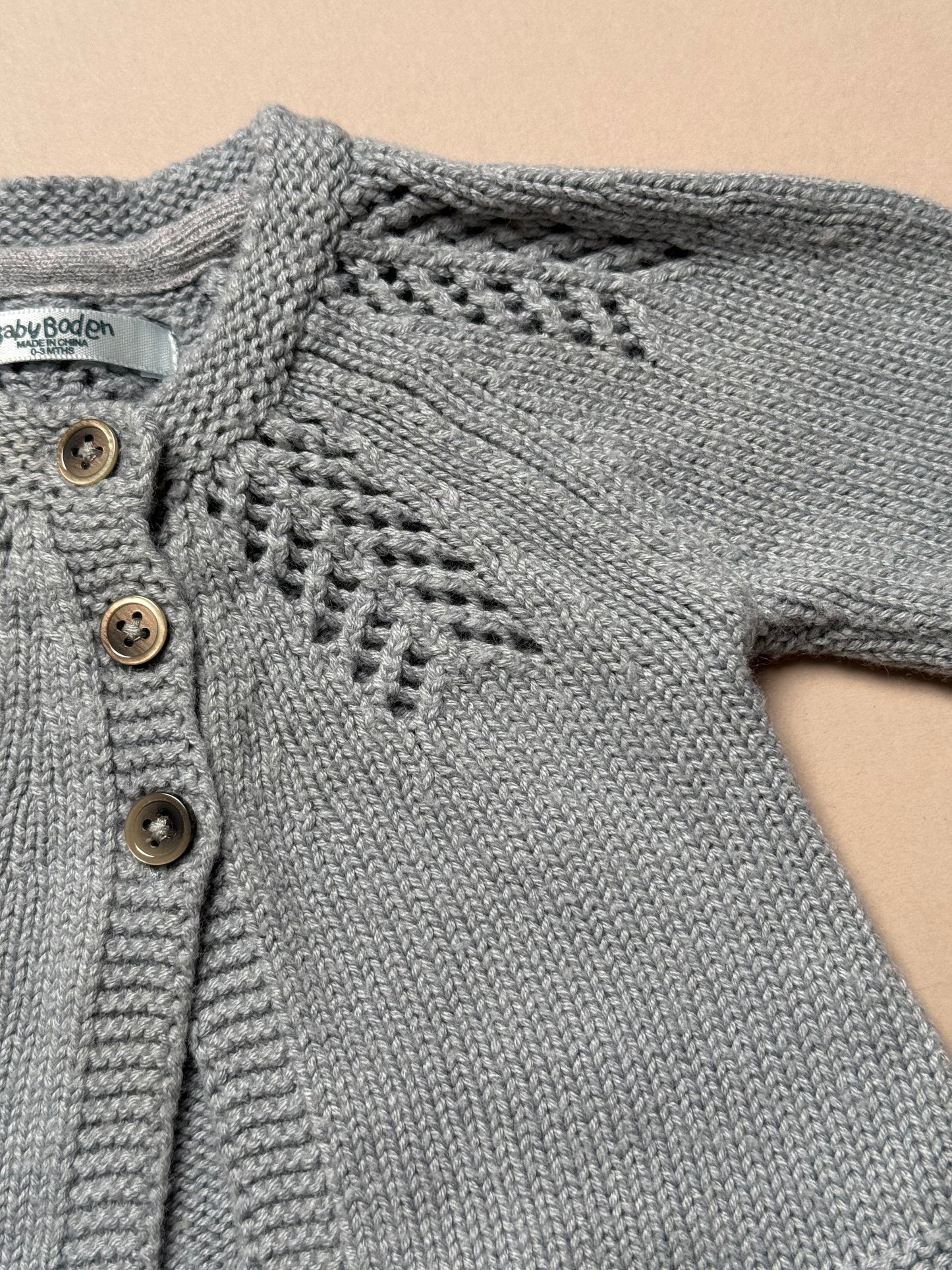 Baby Boden Grey Knitted Cardigan in 0-3 Months