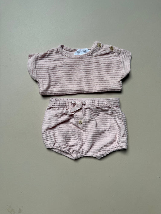 Zara Pink Ribbed Summer Set in 1-3 Months