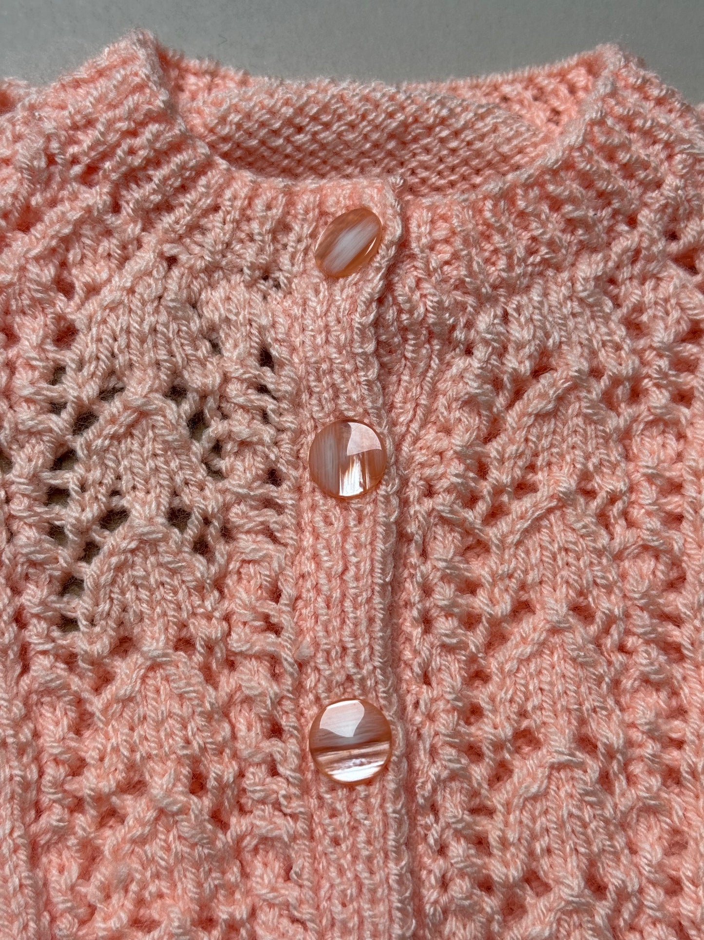 Handknitted Acrylic Peach Cardigan Best Fit 6-9 Months
