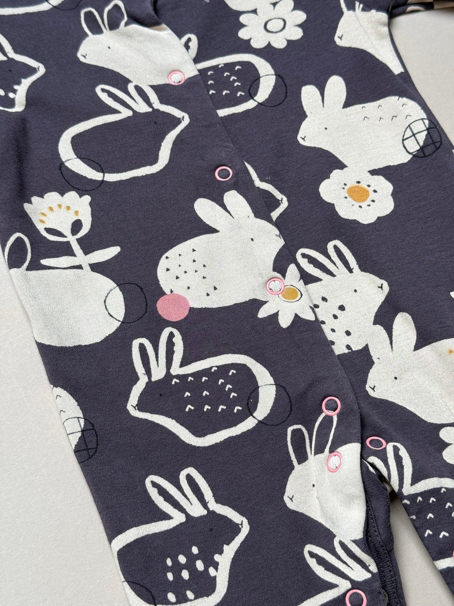 Next Charcoal Grey Bunny Long Sleeved Onesie in 6-9 Months