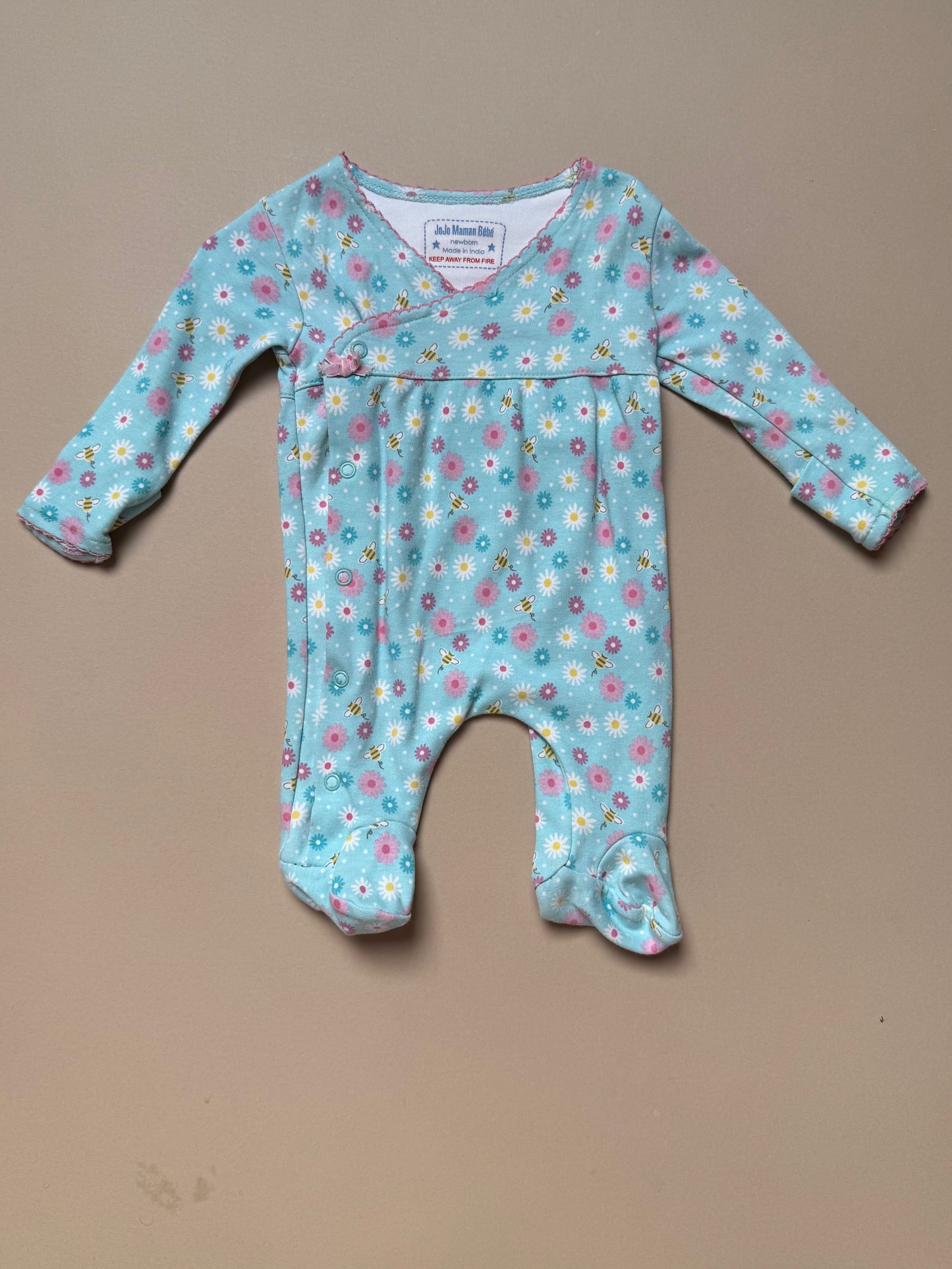 Jojo Maman Bebe Spring Florals Long Sleeved Onesie in Newborn