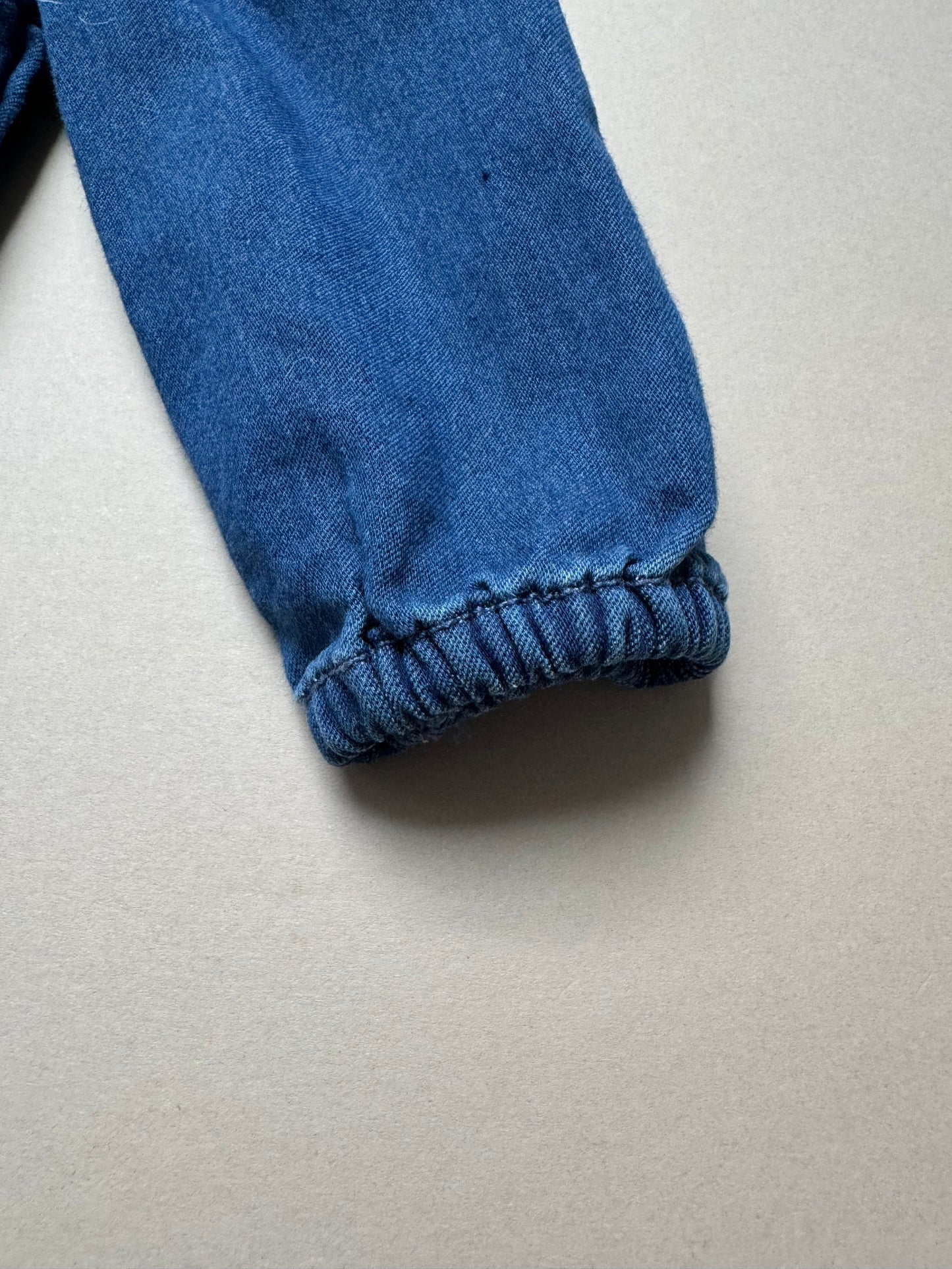 Fred & Flo Long Sleeved Denim Dress With Peter Pan Collar in 6-9 Months
