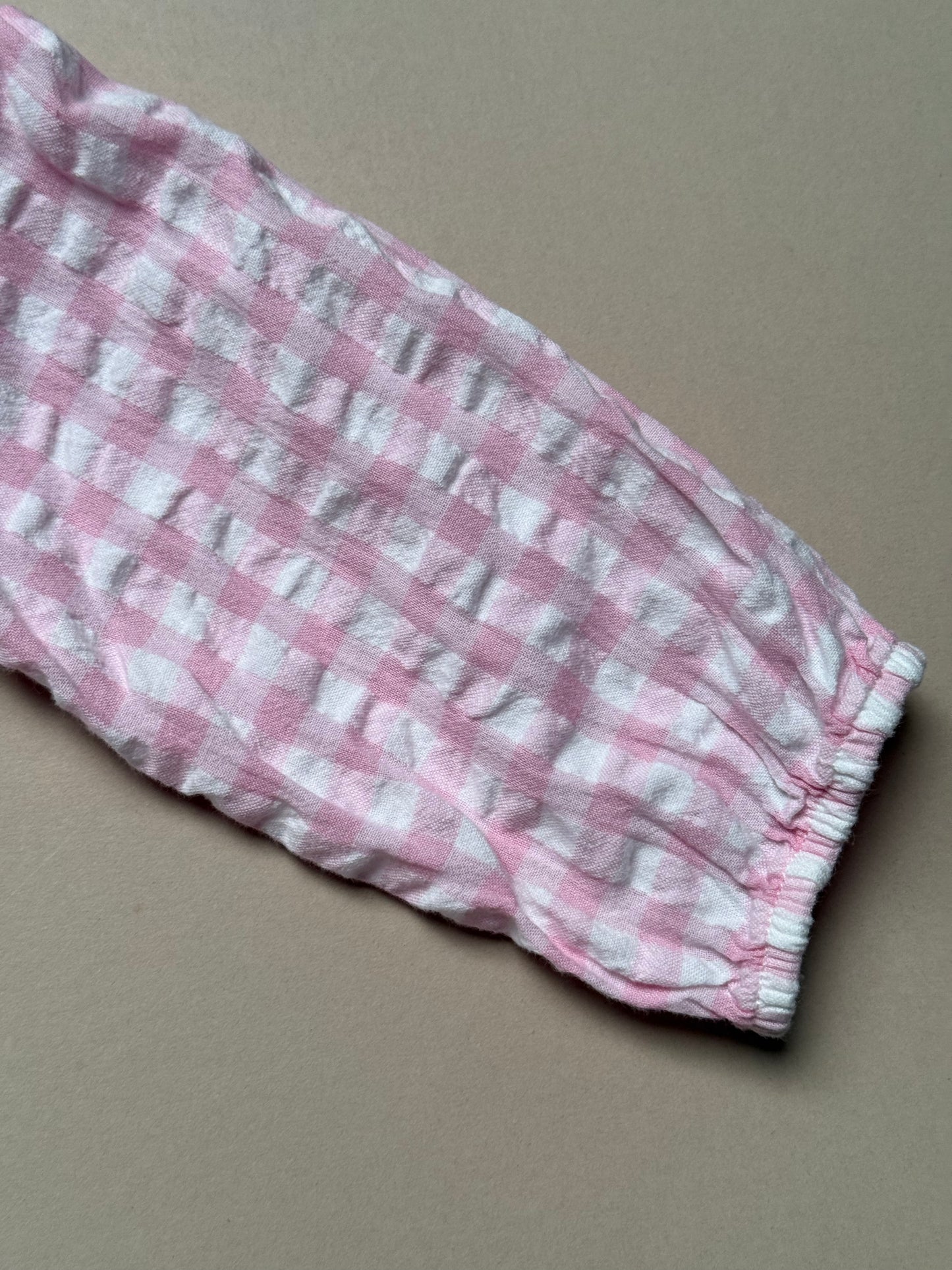 Marks & Spencer Pink & White Gingham Long Sleeved Dress in 12-18 Months