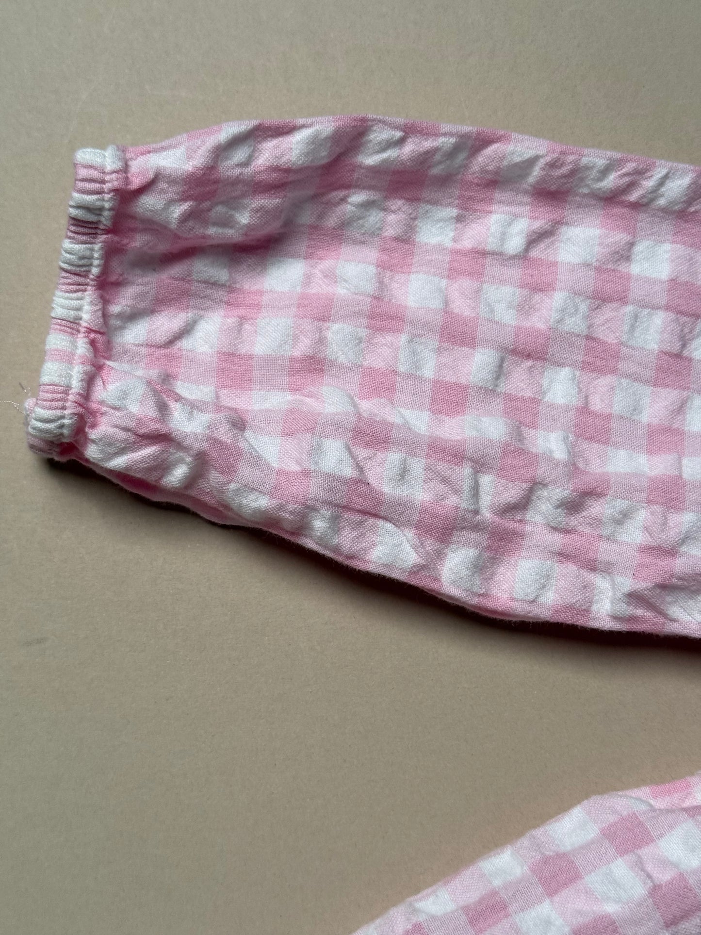 Marks & Spencer Pink & White Gingham Long Sleeved Dress in 12-18 Months